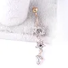 Diamant Water Drop Belly Ring Body Punctie Goud roestvrijstalen bel -knopringen Nagel FPR Dames mode sieraden wil en zandig