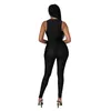 Simples cor pura profunda vice-neck sem mangas skinny jumpsuits sexy apertado clube festa senhora moda bodysuits 211116