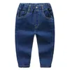 Jeans 2021 Kinder Mode Feste Lange Hosen Hosen Jungen Klassische Denim Baby Herbst Winter Kleidung Für 2-8 Jahre