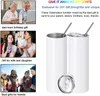 US Stock 20oz Sublimation Straight Tumbler Tassen Blank Edelstahl DIY Geschenke Tassen Vakuum isoliertes Auto Kaffeeflasche