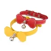 Huisdieren PU-kraag Kattenhond Artikelen Bow Knoop Kleine Bell Collars Pet Accessoires Anti Bijt Slijtage Weerstand