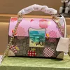 Bolsa quadrada Bolsa de Bolsa Messenger Bolsa de ombro Bambu Portátil Patchwork Classic Letter Imprimir Hardware Fivela de Alta Qualidade Hasp Mulheres Sacos