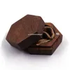 Jewelry Pouches Bags Black Walnut Hexagon Personalized Rustic Wedding Wood Ring Box Holder Bearer For Gift Dropship Edwi22