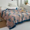 Japonês jogar cobertor algodão gaze toalha quatro estações colcha macio lazer cobertor único dormitório duplo casa sofá 211019