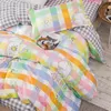 Arc-en-ciel licorne enfants ensemble de linge de lit doux confortable doux literie couvre-lit taie d'oreiller feuille filles ensemble de literie pour adultes C0223