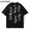 GONTHWID Harajuku Tees Shirts Zebra Tiger Muster Streifen T-shirts Street Hip Hop Casual Baumwolle Kurzarm T-Shirt Männer Tops C0315