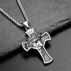 Pendant Necklaces Christ Jesus Crucifix Necklace Stainless Steel Thorns Crown For Men Women Religious Jewelry2051473