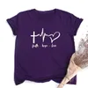 Foi espoir amour impression été t-shirt pour femmes t-shirts femme Harajuku hauts Streetwear graphique t-shirts femmes jésus chrétien X0628