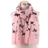 FOXMOTHER Lightweight Grey White Pet Shepherd Print Scarf For Dog Lovers Shawl Wrap Animal Scarves Ladies