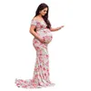 Zwangerschapsjurken Zwangere vrouwen lange modieuze en sexy kruis V-hals jurk met korte mouwen fotoshoot rekwisieten Vrouwen zwangere vrouwen lange zomerjurk G220602