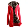 Women Slim Hoodies Women Autumn Winter Long Hooded Jackets Leopard Overcoat Warm Fleece Hoodies Plus Size LJ201103