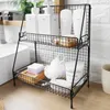 Iron Storage Shelf rack for Kitchen storage rack bathroom organizer Double Layer Assembly Cosmetic bathroom Shelf Storage basket 210705