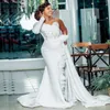 Арабский одно плечо свадебные платья плюс размер перья аппликация свадебные платья боковой сплит элегантные халаты де Марие