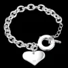 Charm Armband Hight Quality Silver-Color Bangles Heart Love Tag Bracelet Smycken för Kvinnor Gåva Till-Clasps
