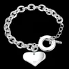 Charm Bracelets Hight Quality Silver-color & Bangles Heart Love Tag Bracelet Jewelry For Women Gift TO-Clasps218c