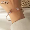 Zyzq Doux Strass Papillon Bracelet Mode Fleur En Métal Bracelet Ouvert Pour Les Femmes Saint Valentin Bijoux Accessoires Q0719