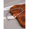 Anhänger Halsketten Yhpup Trendy Edelstahl Kreuz Halskette Luxus Natürliche Perle Metall Kragen Kette Schmuck Bijoux Femme Geschenk