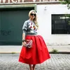 Mode Streetwear rouge élégant femmes jupes mi-mollet robe de bal Satin jupe formelle soirée jupes pour dames 210310