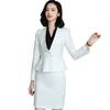 Costume d'affaires pour femmes Ensemble coréen Couleur unie Slim Petite veste Tempérament de bureau Jupe taille haute 210527