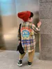 Reine Baumwolle Hübsches, dünnes, langärmliges kariertes Hemd für Frühling und Herbst im koreanischen Stil für Kinder, großes Jungen-Baby-Hemd 210306
