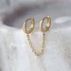 1pcs Simple Stainless Steel Double Ear Hole Earrings Long Chain Hoop Earring for Women Ear Jewelry Accessories Gift Wholesale G220312