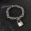 Collegamento, catena punk acciaio inossidabile serratura pendente braccialetto braccialetto collegamento grosso braccialetti gotici per donna uomo gioielli di moda 87HC