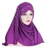 Monochrome sjaal hoed moslim hijabs hoofddoek set vrouwen wrap hoofd sjaals zomer effen kleur tulband caps