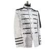 Mäns kostymer Blazers Brand Luxurious Royal Silver Glänsande Sequined Slim Fit Stage Singers Kostymer Män Tuxedo 2022