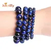 Beaded, Strands Natural Blue Lapis Tiger Eye Stone Pärlor Armband Yoga för Smycken Making Män Kvinnor Elastiska Rope Needlework