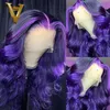 Lace Parykar Markera Blå Lila 13x4 Frontal Wig Ombre Färgat Mänskligt Hår För Kvinnor Brasiliansk Remy Body Wave Front