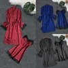 Women's Sleepwear Casual Silk Robe Pajamas Set Women V Lace Cardigan Nightdress 2pcs Bathrobe Comfort Soft Suit Nightwear Temptation Underwe