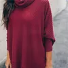 Kadın Sweaters 2021 Sonbahar Kadın Turtlneck kazakları ve gevşek yumuşak şal Poncho Bat Uzun Kollu Kazak Sweater