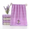 Handtuch, einteilig, hochwertig, 100 % Baumwolle, 34 x 75 cm, Lavendel-Gesicht, weich, saugfähig, Geschenk für romantische Liebhaber, Badezubehör