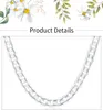 BAYTTLING 925 Silver 18 20 22 24 26 28 30 inches 12MM Flat Full Sideways Cuba Chain Necklace For Women Men Fashion Jewelry Gifts274k