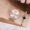 Watches Pink Gold Diamond Business Fashion Waterproof Quartz Women Wristwatch