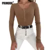 Kadın Skinny Vücut İlkbahar Sonbahar Bodycon Bodysuit Feminino Katı Seksi Kulübü Sıkı Tulum Uzun Kollu Örme Bodysuit Pr0044 210303