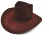 2021 Cowboy Hat New Suede Look Wild West Fancy Dress Mens Ladys Cowgirl Unisex Vuxna Kvinnor Män Barn Visor Knight Wide Brim Hattar