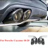 Pair Carbon Fiber Exhaust Double Tail Pipe For Porsche Cayenne 2018-2020 Muffler Rear Exhausts System Car Styling