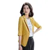 Dameskantoor Suit Spring Casual Effen Kleur Dames Blazer Slanke Jas Vrouwelijke Kleine Hoge Kwaliteit Stof 210527