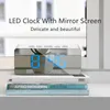 LED Miroir Réveil Numérique Veilleuses Thermomètre Horloges Murales Lampe Carré Rectangle Multi-fonction Table Montre USB / AAA 220311