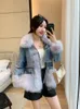 Kvinnors Fur Faux Menina Bonita 2021 Parka 90% Vit Duck Down Liner Winter Denim Jacket Kvinnor Coat Real Natural Collar Warm Ytterkläder