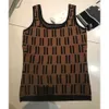 High-quality Women's Knits designer retro U-neck FF letter jacquard knitted slim-fit camisole Size S-L
