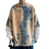 남자 후드 땀 셔츠 2021Spring Tie-Dye Hoodie 패션 캐주얼 O-Neck 스웨트 셔츠 남자 스트리트 힙합 풀오버 남성 Hoody M-5