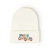 Merry Christmas Embroidered Knitted winter hat Cotton men women Hip-hop Beanie