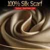 100% Prawdziwy Jedwabny Szalik Kobiety Bufanda, Hangzhou Szale Jedwabne, Okłady dla Lady Solid Neckerchief Naturalny Jedwabny Satin Scarf Culdard Femme Q0828