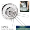 3Pcs Fine Mesh Strainer Stainless Steel Colander Sieve Sifter Kitchen Flour Filter Small Medium Large Metal Strainer Set