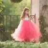 El Yapımı Peri Şeftali Çiçek Kız Düğün Tutu Elbise Prenses Çocuklar Balo Elbise Kızlar için Pageant Parti Giysileri Tül Elbise Q0716