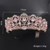 Rose Gold Pink Vintage Barok Queen King Haar Sieraden Parel Crystal Tiara en Crown met kam hoofdband Bruids Rhinestone Diadem