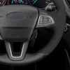 Housse de volant de voiture en cuir véritable noir pour Ford Focus 2015-2018 Kuga 2016-2019 C-MAX (Grand C-Max) 2015-2020 Ecosport