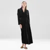 Hiloc elegant fluwelen badjas voor vrouwen lange mouw nachtkleding hoge kwaliteit gebreide effen gewaad vrouw sjerpen warme winter mantel lange 210831